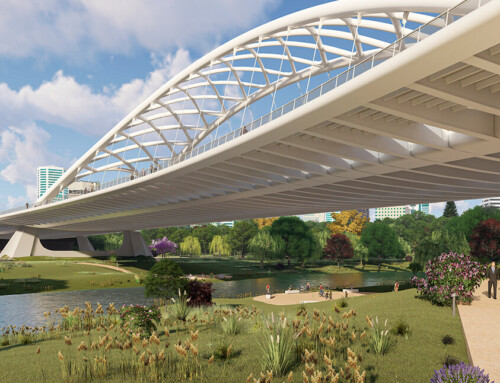 Completion of the East Bridge arch enclosure in Chengdu. China.