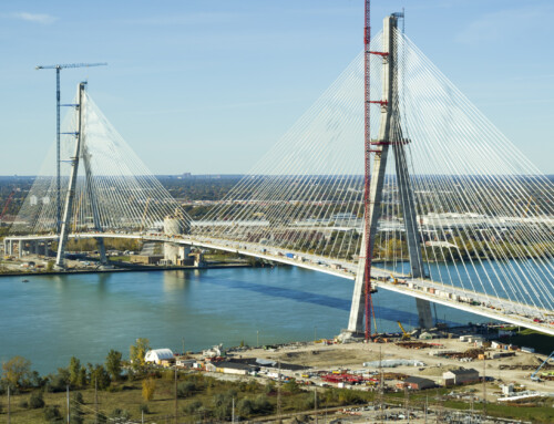 Gordie Howe International Bridge. Windsor, Ontario and Detroit, Michigan. Under construction.	BRIDGES, CABLE STAYED, MAIN PROJECTS, USA, WORK IN PROGRESS