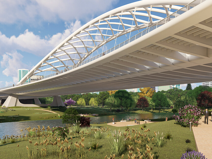 Concluye el cerramiento del arco del puente Este en Chengdu. China.
