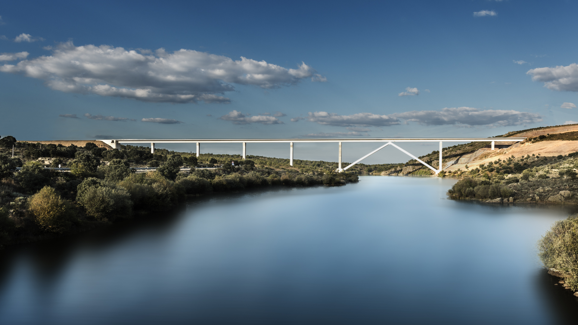 Viaducto de FFCC de alta velocidad sobre el río Tera. Zamora. España. 2014.
